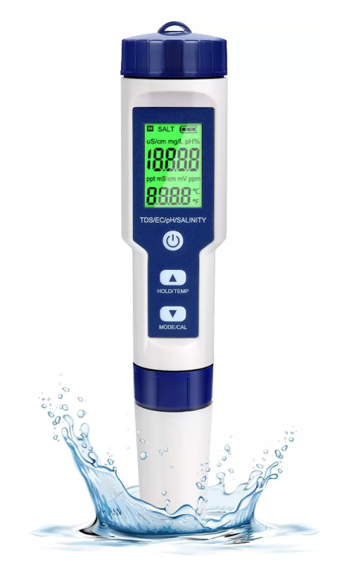 5-in-1 Wassertester für PH, TDS, EC, Salzgehalt und Temperatur