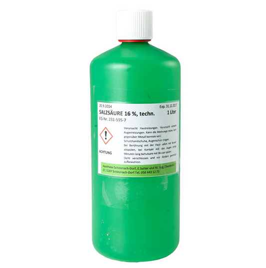 Salzsäure 16% 1000ml dringend, Schutzmasnahmen auf Etikette beachten!